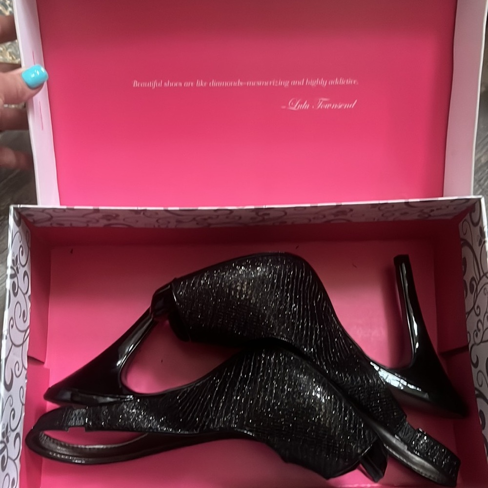 Lulu Townsend Black Sparkle Heels